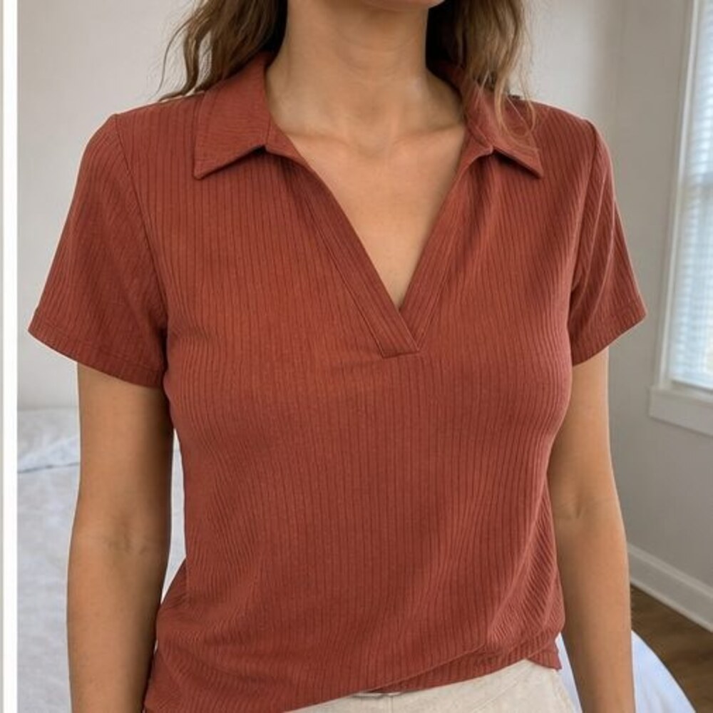Rust V Neck Top - Picture 2 of 6